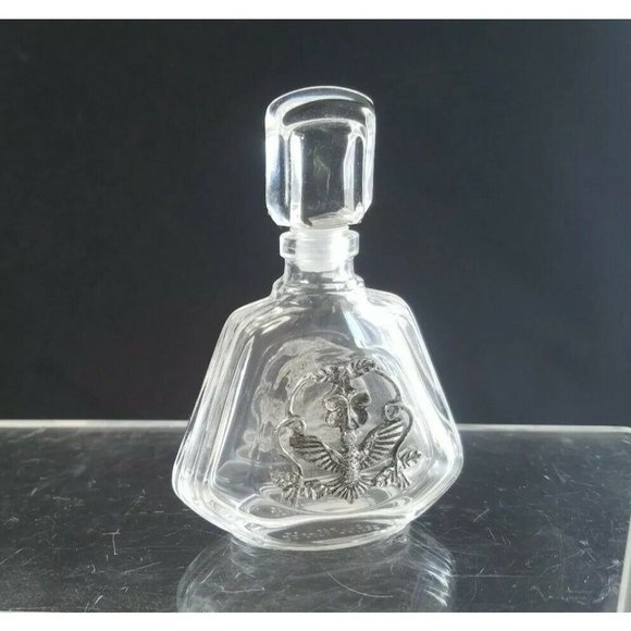 Vintage Crystal VCA Empty Bottle W/ Pewter Bird/Floral Design Made in France - Picture 4 of 7